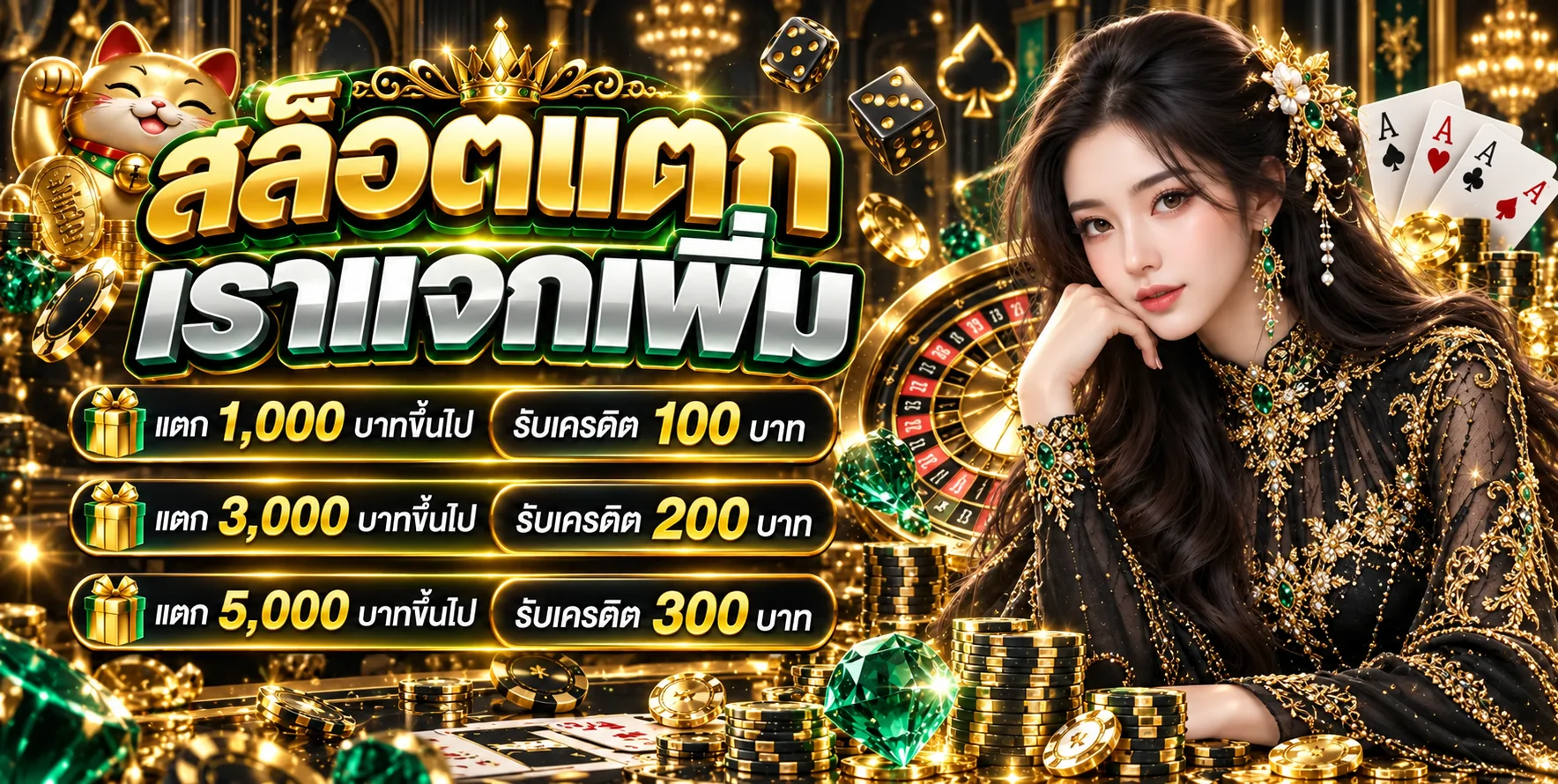 แบนเนอร์สล็อตออนไลน์ปันสุข24 โทนดำทองพร้อมมาสคอตนำโชค
